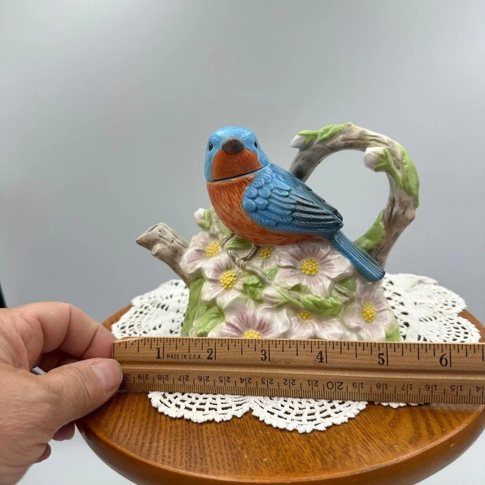 ENESCO 2010 Artist Gallery 4021678 Teapot Series Spring Bluebird Bird tea spring